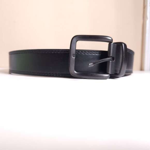 Levis Reversible Black Brown Coated Leather Top Synthetic Lining Belt Mens 38 - Picture 3 of 16